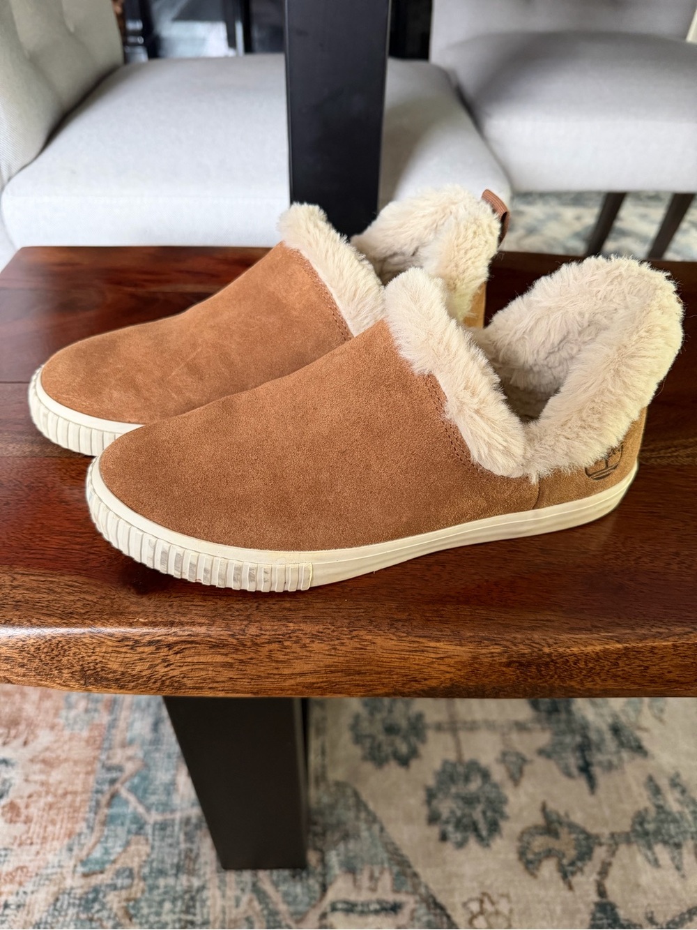Timberland Women's Skyla Slip-On Suede Sneakers with Faux Shearling - Chestnut